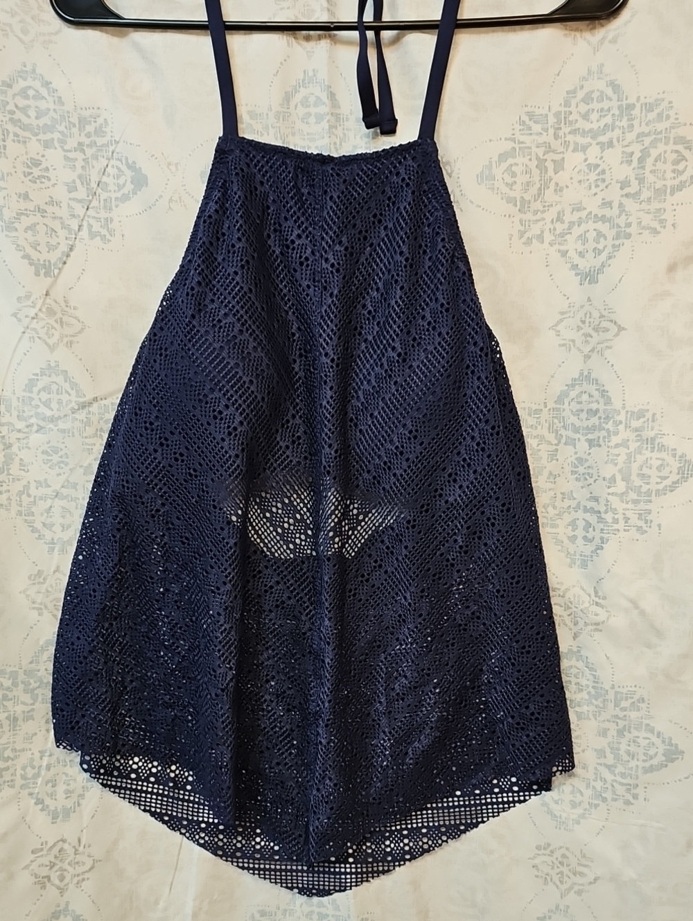 Kona Sol Navy Eyelet Halter Tank